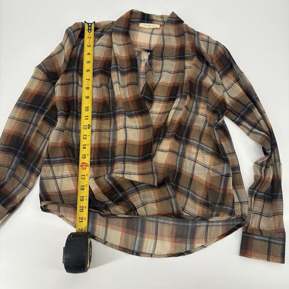 Sophie Rue Sheer Open-front Cowboy Plaid Top M - Picture 2 of 4